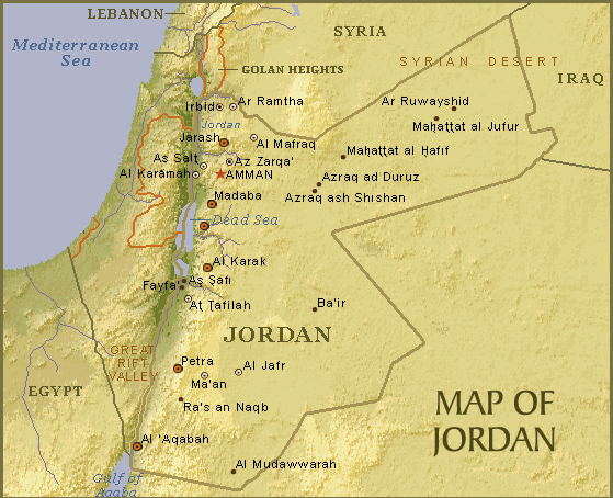 physical map of jordan